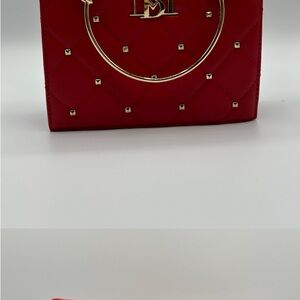 Badgley Mischka Red Tote with Gold Studs